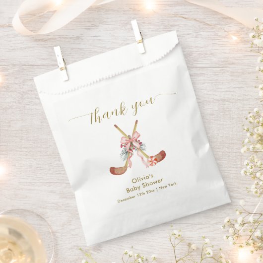 Cute All Stars Bow Floral Hockey Girl Baby Shower  Geschenktütchen (Ausgeschnitten)