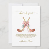 Cute All Stars Bow Hockey Girl Baby Shower  Dankeskarte (Vorderseite)