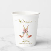 Cute All Stars Bow Hockey Girl Baby Shower Welcome Pappbecher (Rückseite)