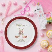 Cute All Stars Bow Hockey Girl Baby Shower Welcome Pappteller (Party)
