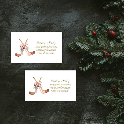 Cute All Stars Bow Hockey Girl Books Baby Shower  Begleitkarte