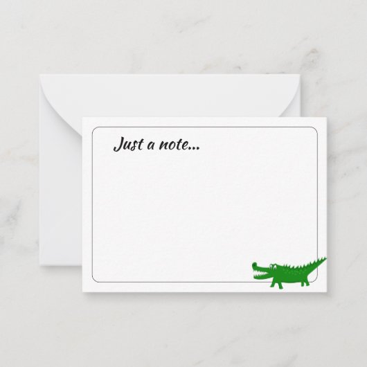 Cute Alligator Drawing Custom Just a Note Mitteilungskarte (Vorderseite)