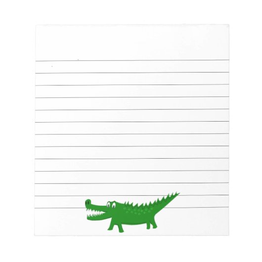 Cute Alligator Drawing Custom Lined Notizblock (Vorderseite)