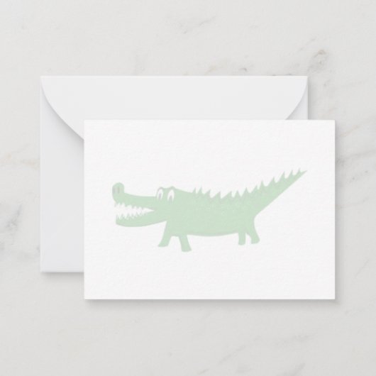  Cute Alligator Drawing Lined Personalized Mitteilungskarte (Rückseite)