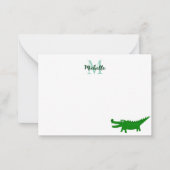 Cute Alligator Drawing Lined Personalized Mitteilungskarte (Vorderseite)