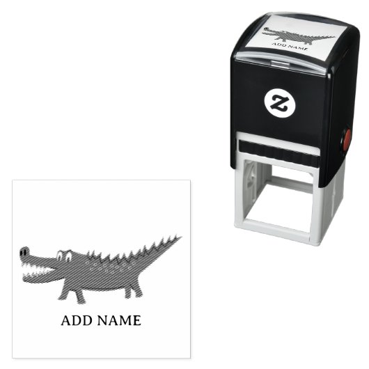 Cute Alligator Drawing Personalized Name Permastempel (Beispiel)