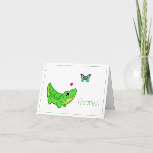 Cute Alligator Thank You Card Dankeskarte (Vorderseite)