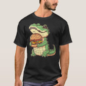 Cute Alligator With Burger I Kids Burger T-Shirt (Vorderseite)