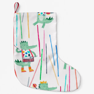 Cute alligators with musical instruments. Watercol Kleiner Weihnachtsstrumpf