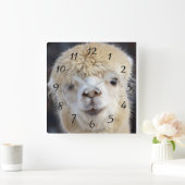 Cute Alpaca face Quadratische Wanduhr (Zuhause)