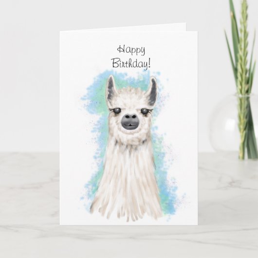 Cute Alpaca Happy Birthday Karte (Vorderseite)