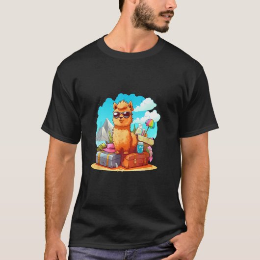 Cute Alpaca With Suitcase Adventure Tee Boys Girls (Vorderseite)