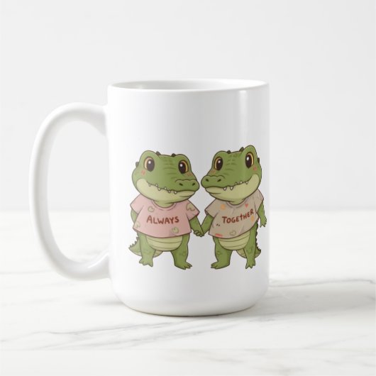 Cute Always Together Crocodile Couple Matching T-S Kaffeetasse (Links)