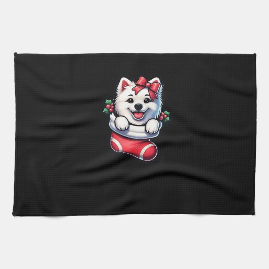 Cute American Eskimo Christmas Stocking Classic T- Geschirrtuch (Horizontal)