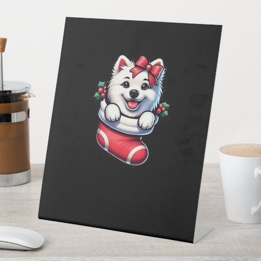 Cute American Eskimo Christmas Stocking Classic T- Sockelschild (In Situ)