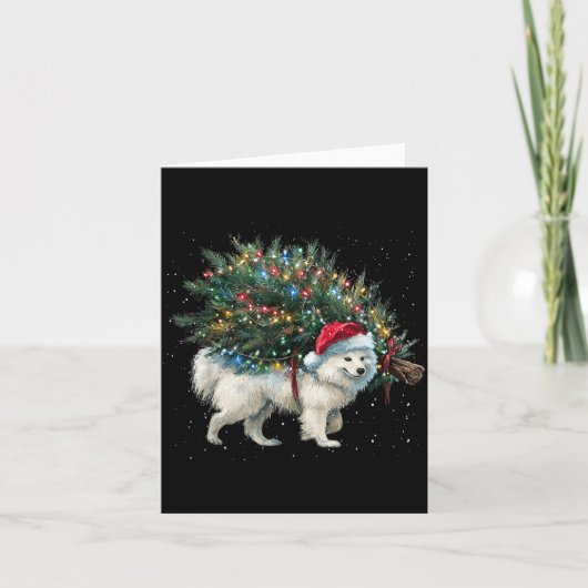 Cute American Eskimo Dog In A Christmas Tree For M Karte (Vorderseite)
