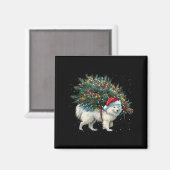 Cute American Eskimo Dog In A Christmas Tree For M Magnet (Vorderseite/Rückseite)