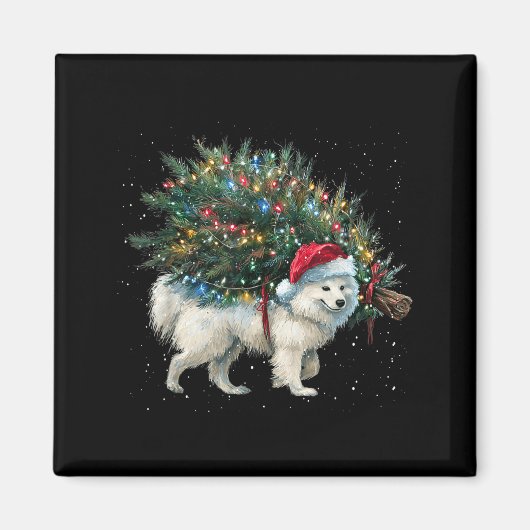 Cute American Eskimo Dog In A Christmas Tree For M Magnet (Vorne)