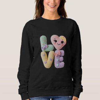 Cute Amigurumi Crochet Love Letters Kawaii Heart  Sweatshirt