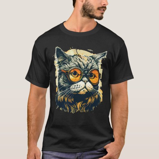 Cute Anamorphic Goggle Wearing Cat Unique Family T-Shirt (Vorderseite)