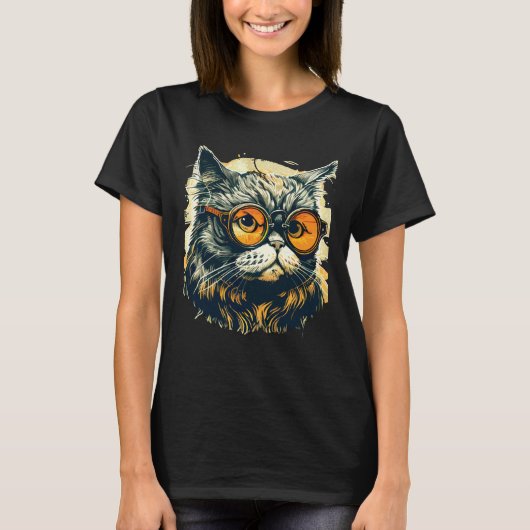 Cute Anamorphic Goggle Wearing Cat Unique Family T-Shirt (Vorderseite)