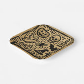 Cute ancient hieroglyph pumpkin and bat Halloween Pappteller (Gewinkelt)