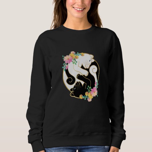 Cute and Adorable Chinese Yin and Yang Cats Cat Sweatshirt (Vorderseite)