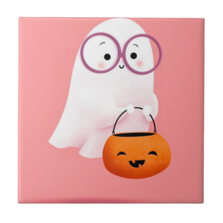 Cute and adorable Little GHOST for halloween Fliese