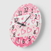 Cute and Adorable Valentine's Day Pastel Hearts | Große Wanduhr (Winkel)