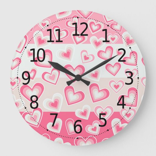 Cute and Adorable Valentine's Day Pastel Hearts | Große Wanduhr (Vorderseite)