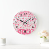 Cute and Adorable Valentine's Day Pastel Hearts | Große Wanduhr (Zuhause)