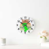 Cute And Angry Cartoon T-Rex Dinosaur Sunset Runde Wanduhr (Zuhause)