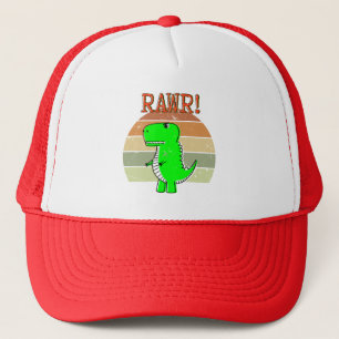 Cute And Angry Cartoon T-Rex Dinosaur Sunset Truckerkappe