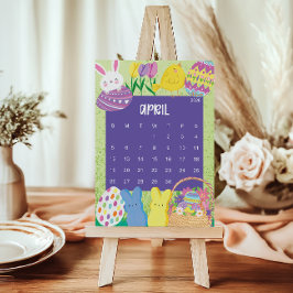 Cute and Colorful 2026 Calendar Page - April Dankeskarte