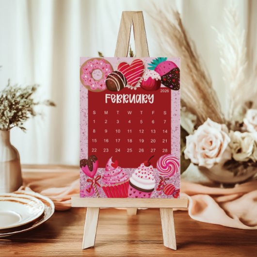 Cute and Colorful 2026 Calendar Page - February Dankeskarte