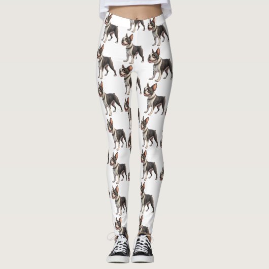 Cute and Colorful Boston Terrier Leggings (Vorderseite)