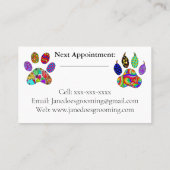 Cute and Colorful Pet Grooming Business Cards Visitenkarte (Rückseite)