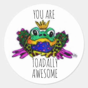Cute and Colorful You are Toadally Awesome Frog Runder Aufkleber