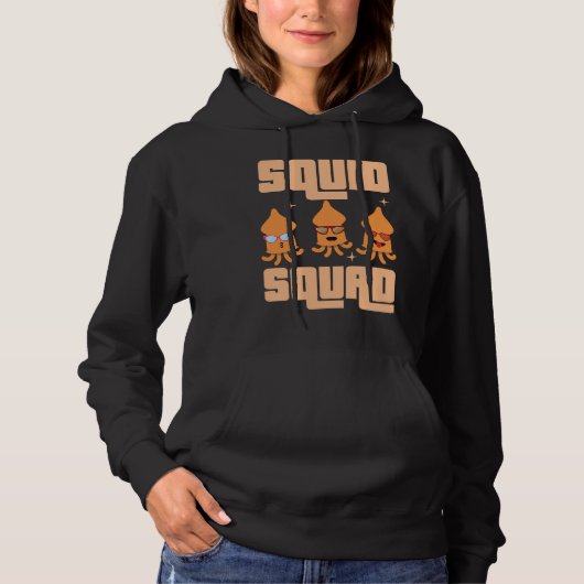 Cute And Cool Squid Squad Family Seafood Hoodie (Vorderseite)