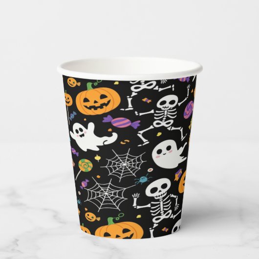 Cute and Creepy Skeletons For Halloween Pappbecher (Rückseite)