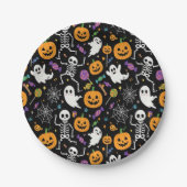 Cute and Creepy Skeletons For Halloween Pappteller (Vorderseite)
