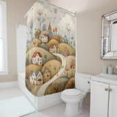 Cute and Enchanting Vintage Village Scene | Duschvorhang (Beispiel)