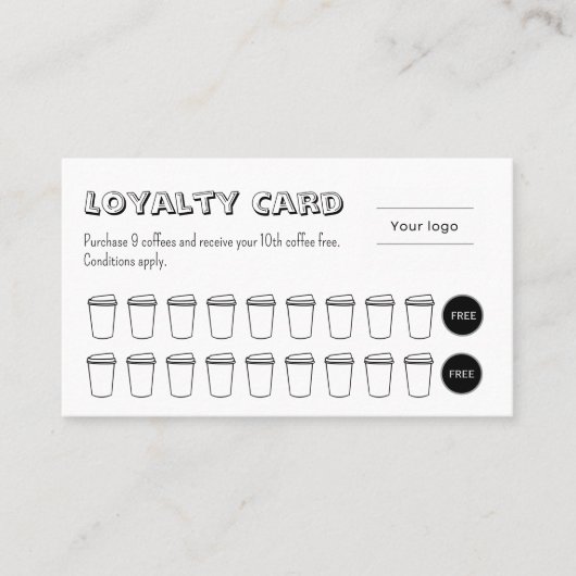 Cute and Fun Coffee Loyalty Card Treuekarte (Vorderseite)
