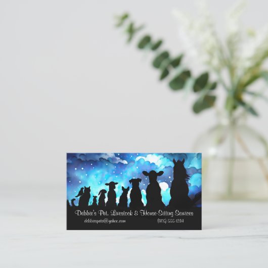 Cute and Fun House Pet and Livestock House Sitting Visitenkarte (Stehend Vorderseite)