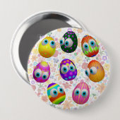 Cute and Funny Easter Eggs Cartoon Button (Vorne & Hinten)