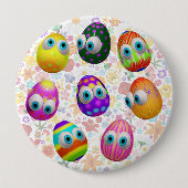 Cute and Funny Easter Eggs Cartoon Button (Vorderseite)