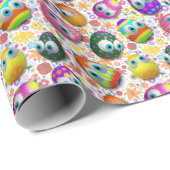 Cute and Funny Easter Eggs Cartoon Geschenkpapier (Rolleneckpunkt)