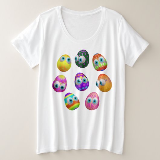 Cute and Funny Easter Eggs Cartoon Große Größe T-Shirt (Design vorne)