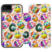 Cute and Funny Easter Eggs Cartoon Incipio iPhone Geldbeutel-Hülle (Folio Geöffnet)