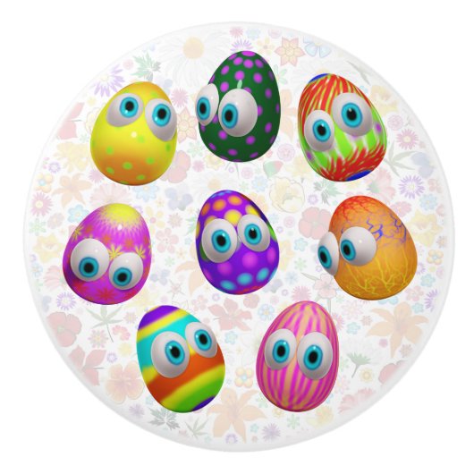 Cute and Funny Easter Eggs Cartoon Keramikknauf (Vorderseite)
